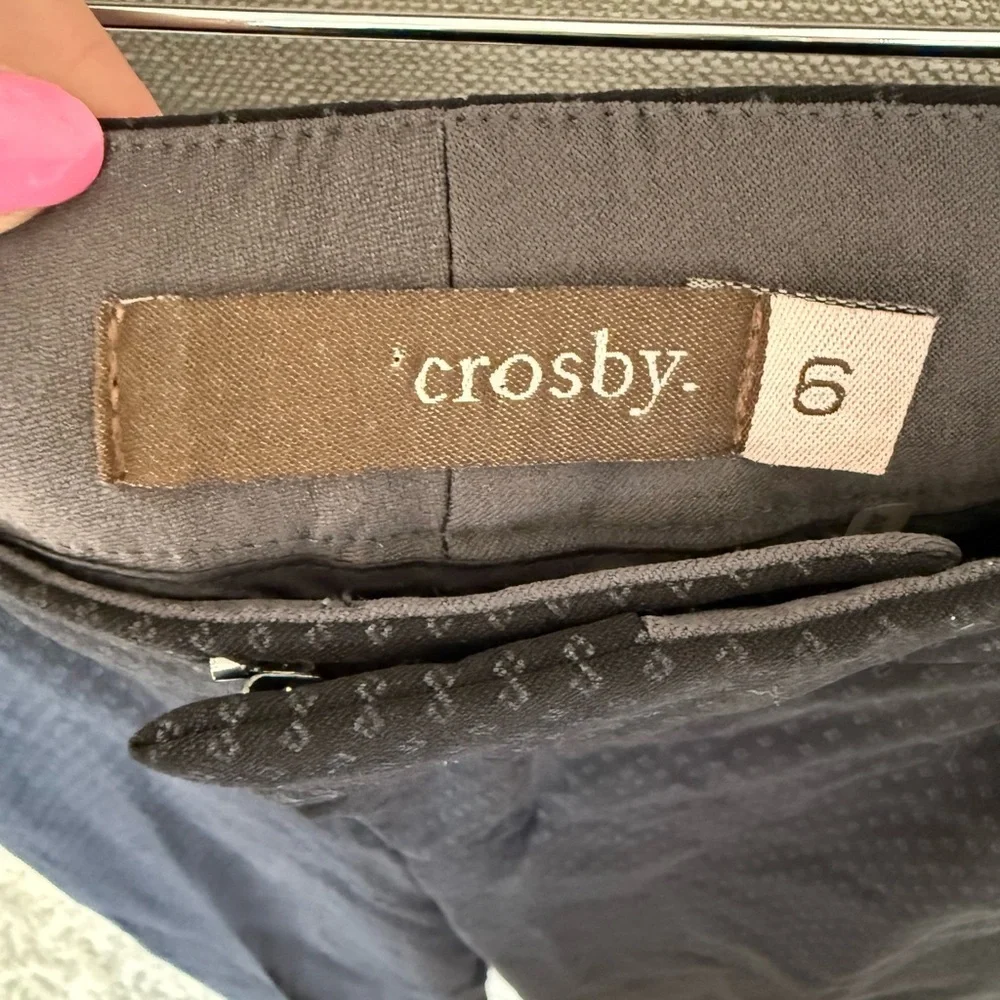 Crosby Size 6 Black Patterned Ankle Pants Slim Fit Stretch Career Workwear - Picture 5 of 8